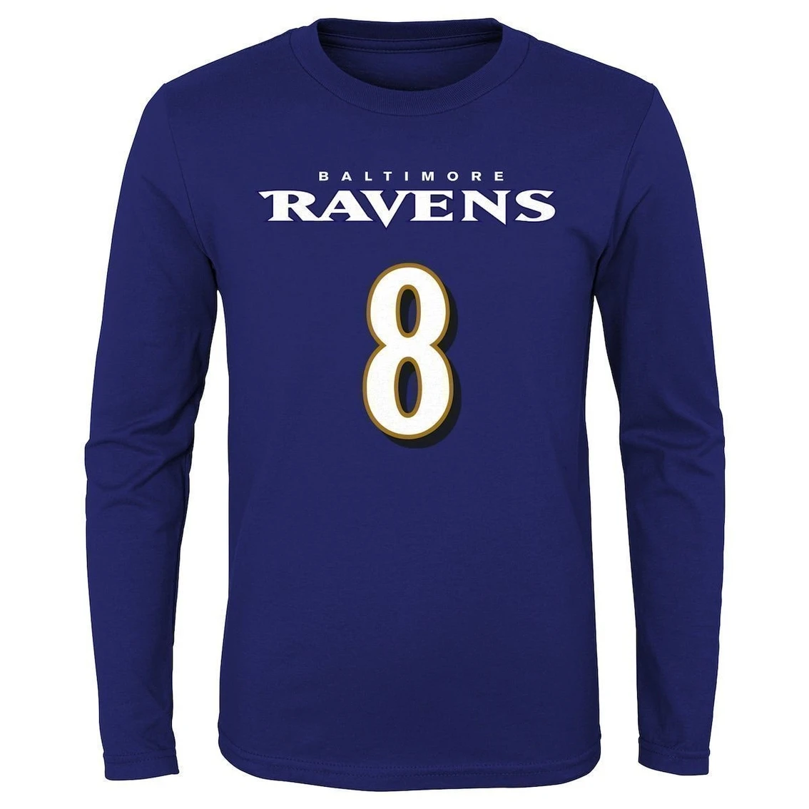 Outerstuff Youth Lamar Jackson Purple Baltimore Ravens Mainliner Name & Number Long Sleeve T-Shirt 5 Outerstuff Youth Lamar Jackson Purple Baltimore Ravens Mainliner Name & Number Long Sleeve T-Shirt - Image 3
