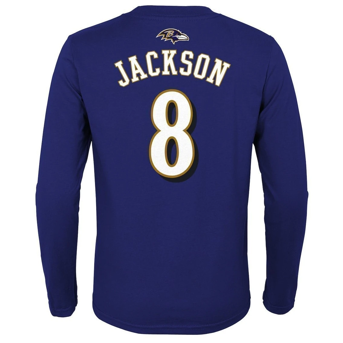 Outerstuff Youth Lamar Jackson Purple Baltimore Ravens Mainliner Name & Number Long Sleeve T-Shirt 6 Outerstuff Youth Lamar Jackson Purple Baltimore Ravens Mainliner Name & Number Long Sleeve T-Shirt - Image 4
