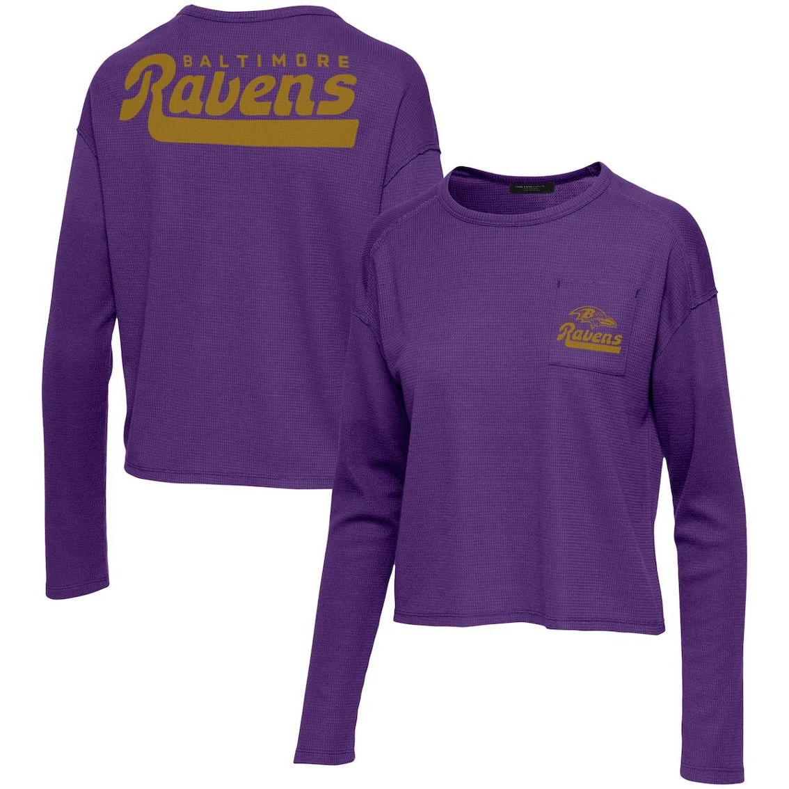 Women's Junk Food Purple Baltimore Ravens Pocket Thermal Long Sleeve T-Shirt 3 Women's Junk Food Purple Baltimore Ravens Pocket Thermal Long Sleeve T-Shirt