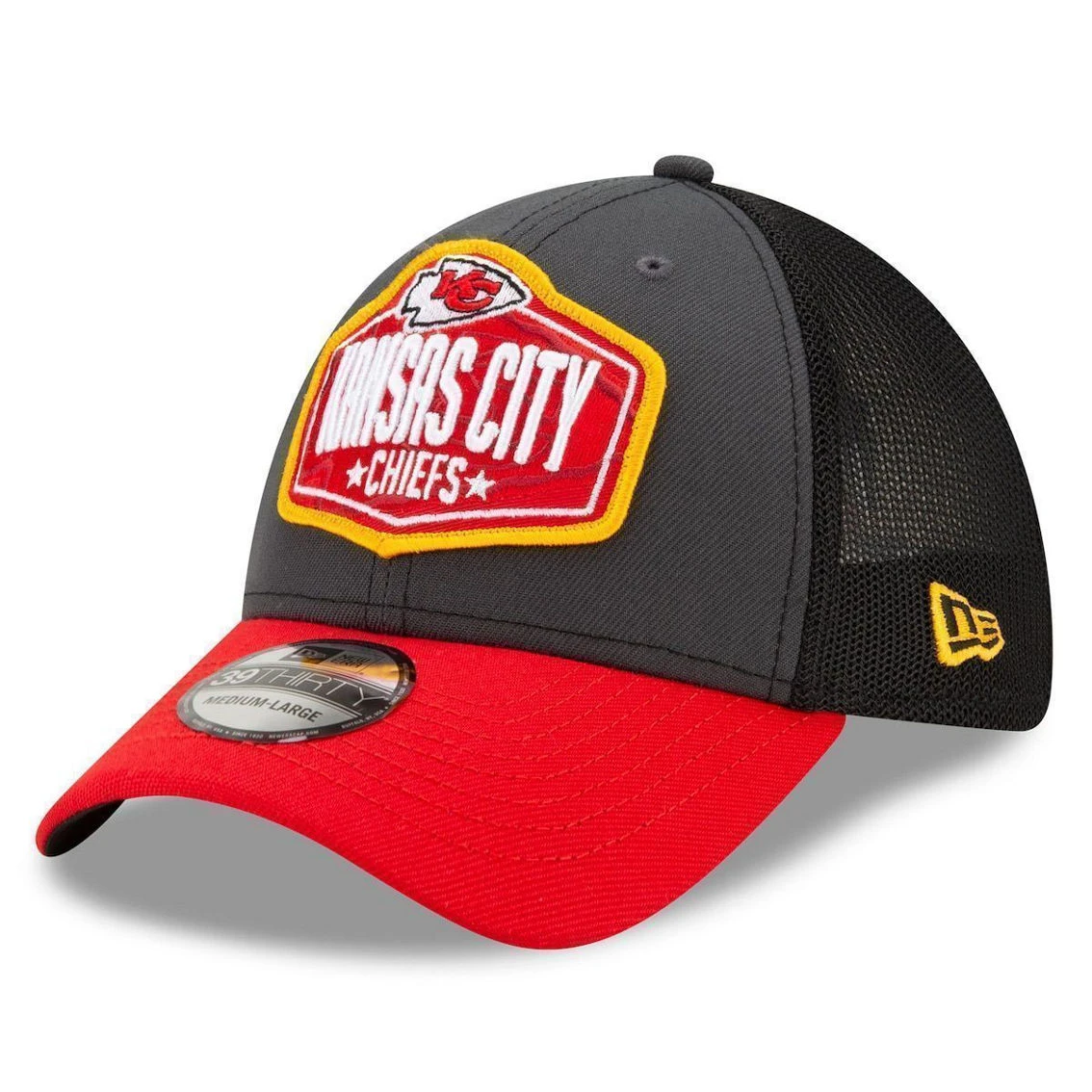 New Era Men's Graphite/Red Kansas City Chiefs 2021 NFL Draft Trucker 39THIRTY Flex Hat 3 New Era Men's Graphite/Red Kansas City Chiefs 2021 NFL Draft Trucker 39THIRTY Flex Hat