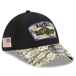 Men's New Era Black/Camo Baltimore Ravens 2021 Salute To Service 39THIRTY Flex Hat