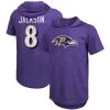 Majestic Threads Men's Threads Lamar Jackson Purple Baltimore Ravens Player Name & Number Tri-Blend Hoodie T-Shirt