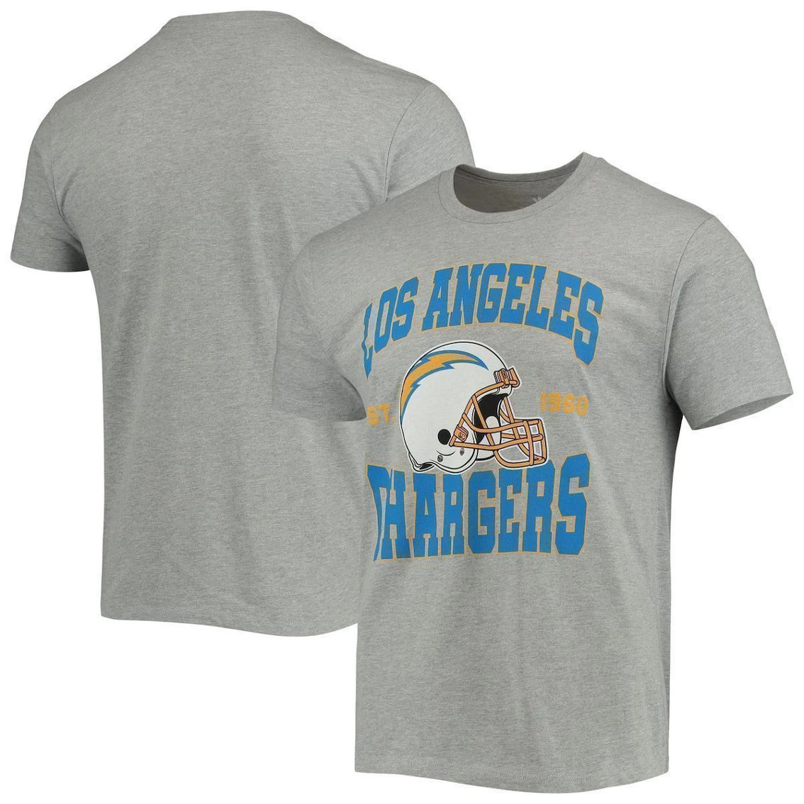 Junk Food Men's Heathered Gray Los Angeles Chargers Helmet T-Shirt 3 Junk Food Men's Heathered Gray Los Angeles Chargers Helmet T-Shirt