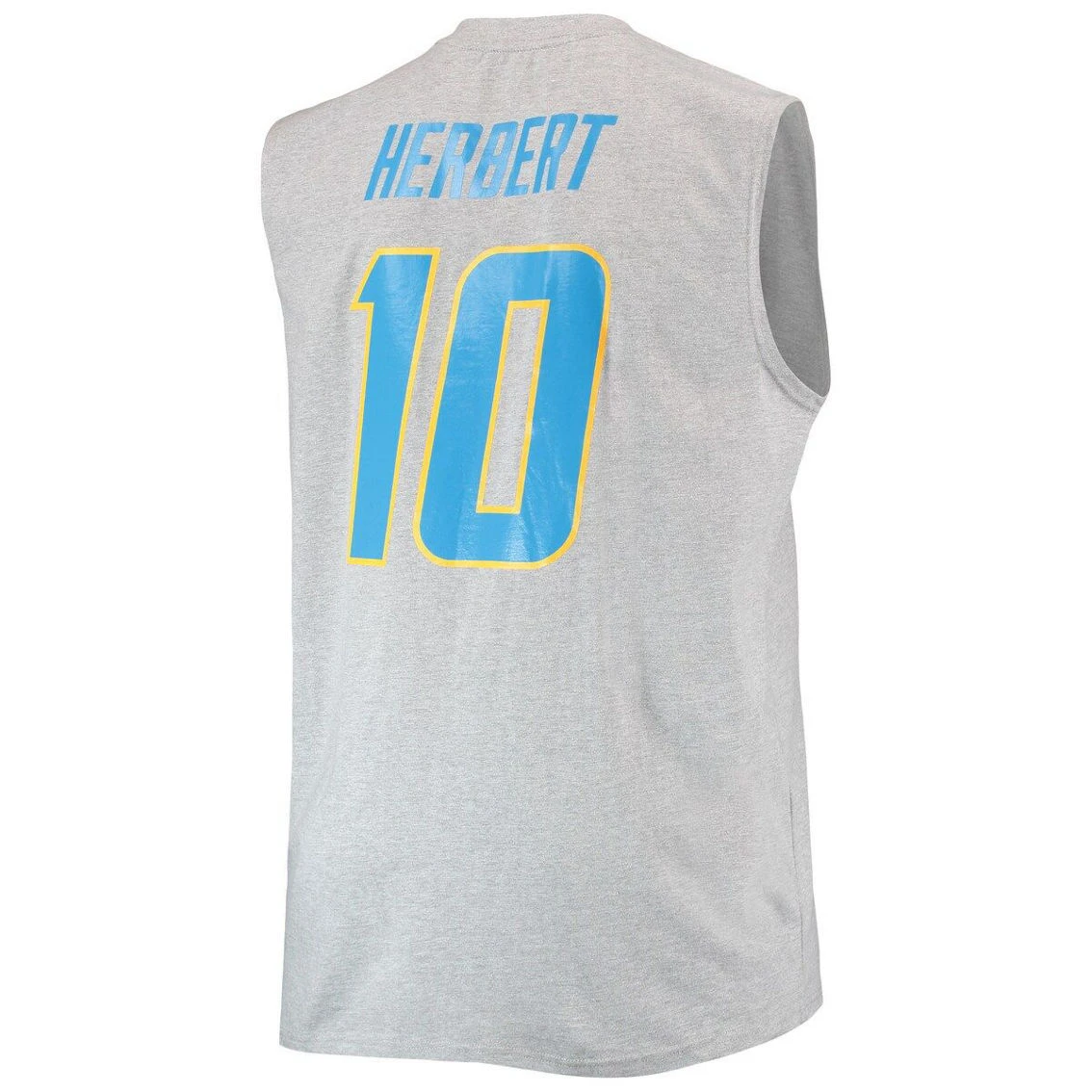 Profile Men's Justin Herbert Heathered Gray Los Angeles Chargers Big & Tall Player Name & Number Muscle Tank Top 6 Profile Men's Justin Herbert Heathered Gray Los Angeles Chargers Big & Tall Player Name & Number Muscle Tank Top - Image 4