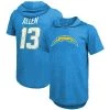 Majestic Threads Men's Threads Keenan Allen Heathered Powder Blue Los Angeles Chargers Name & Number Tri-Blend Hoodie T-Shirt
