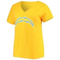 Fanatics Branded Women's Justin Herbert Gold Los Angeles Chargers Plus Size Name & Number V-Neck T-Shirt -Mitchell & Ness store DSCO1136760139 1853 ALT2