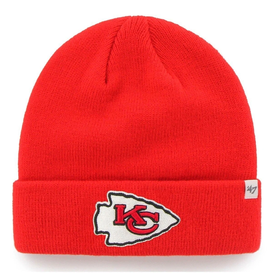 Men's '47 Red Kansas City Chiefs Primary Basic Cuffed Knit Hat 3 Men's '47 Red Kansas City Chiefs Primary Basic Cuffed Knit Hat