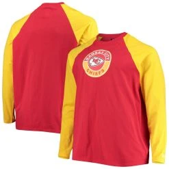 New Era Men's Red/Gold Kansas City Chiefs Big & Tall League Raglan Long Sleeve T-Shirt
