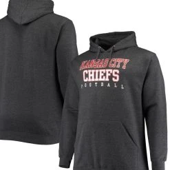 Fanatics Branded Men's Heathered Charcoal Kansas City Chiefs Big & Tall Practice Pullover Hoodie