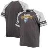 Fanatics Branded Men's Heathered Black/Heathered Gray Los Angeles Chargers Big & Tall Two-Stripe Raglan T-Shirt