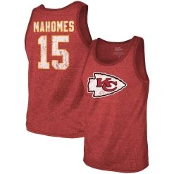 Majestic Threads Men's Patrick Mahomes Red Kansas City Chiefs Name & Number Tri-Blend Tank Top