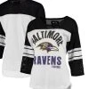 Women's G-III 4Her By Carl Banks White/Black Baltimore Ravens First Team Three-Quarter Sleeve Mesh T-Shirt -Mitchell & Ness store DSCO1136763275 3550
