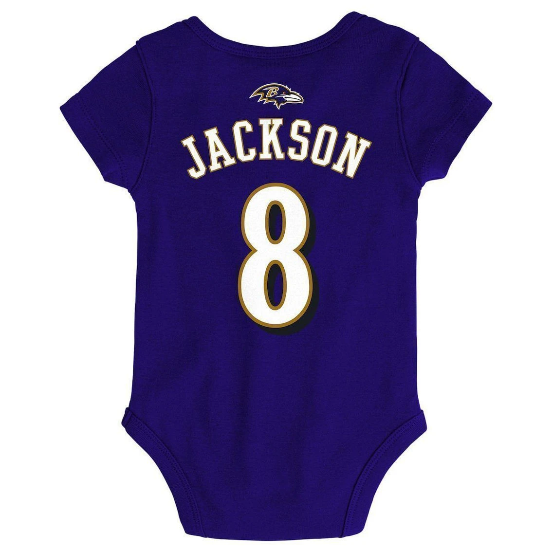 Outerstuff Infant Lamar Jackson Purple Baltimore Ravens Mainliner Name & Number Bodysuit 6 Outerstuff Infant Lamar Jackson Purple Baltimore Ravens Mainliner Name & Number Bodysuit - Image 4