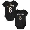 Outerstuff Infant Lamar Jackson Black Baltimore Ravens Mainliner Name & Number Bodysuit -Mitchell & Ness store DSCO1136765100 1007