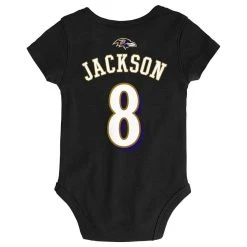 Outerstuff Infant Lamar Jackson Black Baltimore Ravens Mainliner Name & Number Bodysuit 9 Outerstuff Infant Lamar Jackson Black Baltimore Ravens Mainliner Name & Number Bodysuit -Mitchell & Ness store DSCO1136765100 1007 ALT3