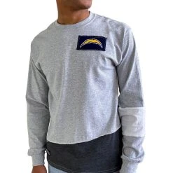 Refried Apparel Men's Gray Los Angeles Chargers Sustainable Angle Long Sleeve T-Shirt