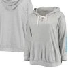 Fanatics Branded Women's Heathered Gray Los Angeles Chargers Plus Size Lace-Up Pullover Hoodie -Mitchell & Ness store DSCO1136766539 1927