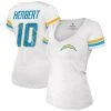 Majestic Threads Women's Threads Justin Herbert White Los Angeles Chargers Name & Number V-Neck T-Shirt
