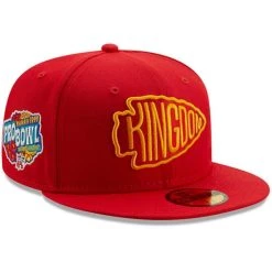 New Era Men's Red Kansas City Chiefs 1999 Pro Bowl Patch Gold Undervisor 59FIFY Fitted Hat -Mitchell & Ness store DSCO1136767118 2910 ALT1