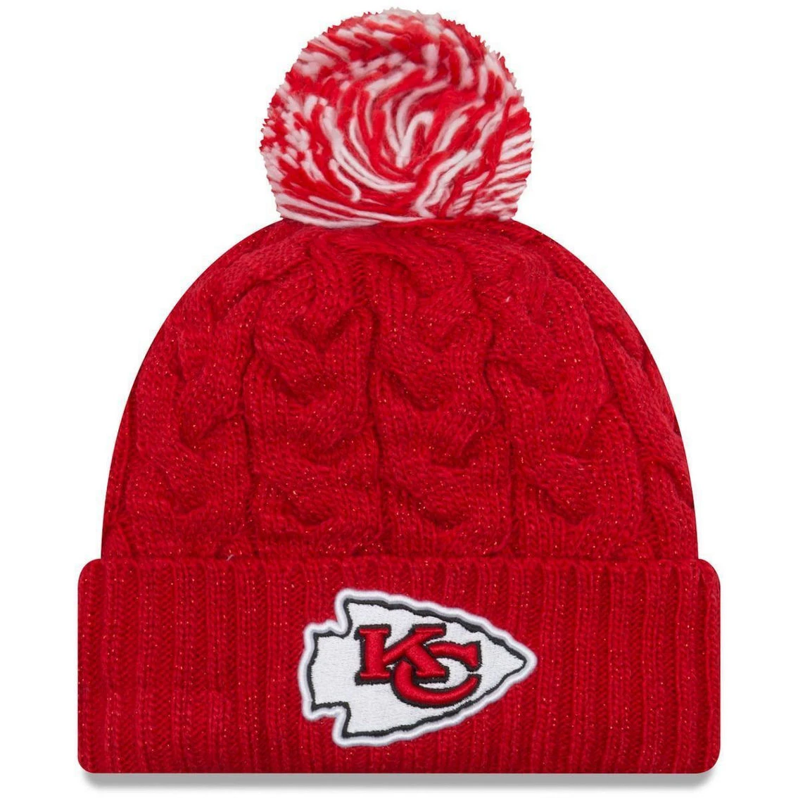 New Era Women's Red Kansas City Chiefs Cozy Cable Cuffed Knit Hat 3 New Era Women's Red Kansas City Chiefs Cozy Cable Cuffed Knit Hat