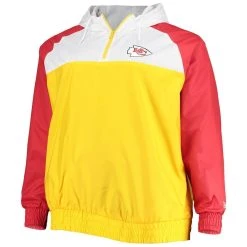 New Era Men's Gold/Red Kansas City Chiefs Big & Tall League Raglan Quarter-Zip Hoodie -Mitchell & Ness store DSCO1136768603 1853 ALT2