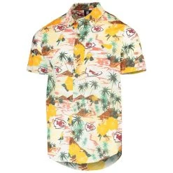 FOCO Men's Cream Kansas City Chiefs Paradise Floral Button-Up Shirt -Mitchell & Ness store DSCO1136771352 6662 ALT2