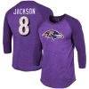 Majestic Threads Men's Lamar Jackson Purple Baltimore Ravens Team Player Name & Number Tri-Blend Raglan 3/4-Sleeve T-Shirt
