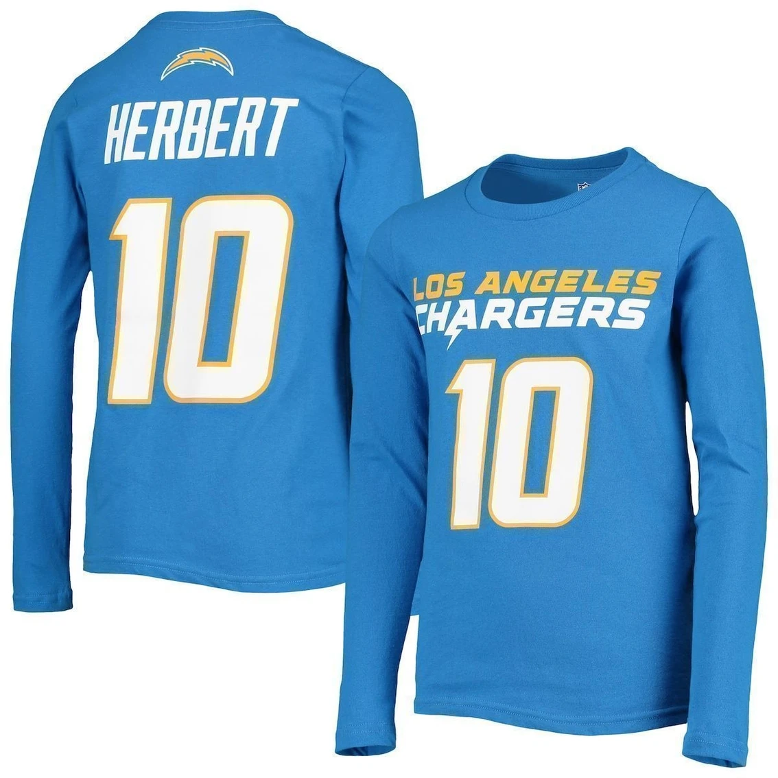 Outerstuff Youth Justin Herbert Powder Blue Los Angeles Chargers Mainliner Player Name & Number Long Sleeve T-Shirt 4 Outerstuff Youth Justin Herbert Powder Blue Los Angeles Chargers Mainliner Player Name & Number Long Sleeve T-Shirt - Image 2