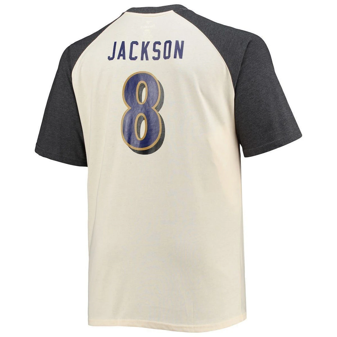 Profile Men's Lamar Jackson Oatmeal Baltimore Ravens Big & Tall Player Name & Number Raglan T-Shirt 6 Profile Men's Lamar Jackson Oatmeal Baltimore Ravens Big & Tall Player Name & Number Raglan T-Shirt - Image 4