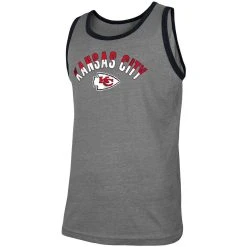 Men's New Era Heathered Gray Kansas City Chiefs Ringer Tri-Blend Tank Top -Mitchell & Ness store DSCO1136773089 1927 ALT2