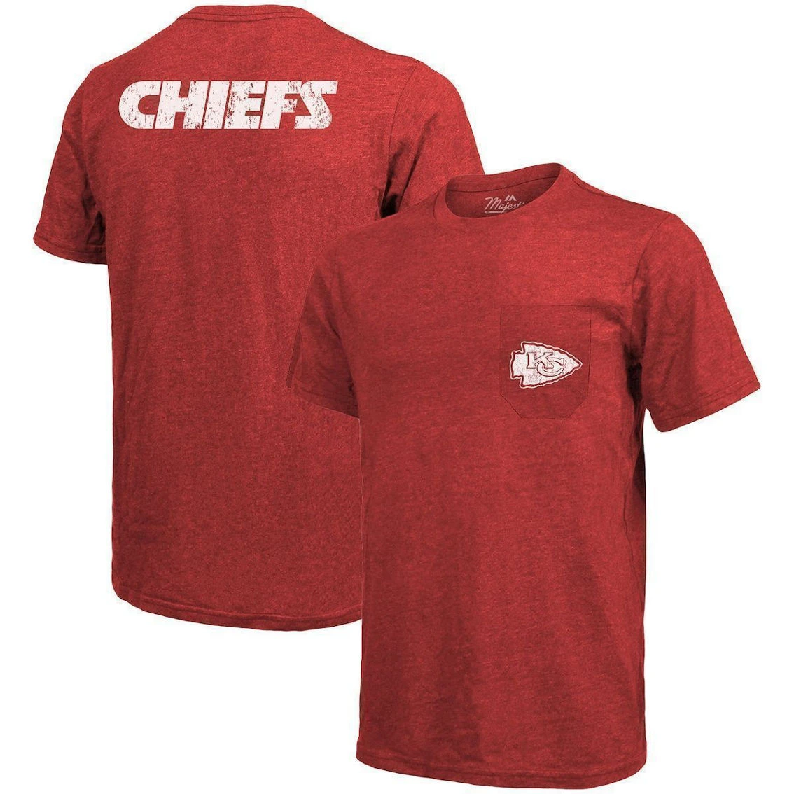Majestic Threads Kansas City Chiefs Threads Tri-Blend Pocket T-Shirt - Heathered Red 3 Majestic Threads Kansas City Chiefs Threads Tri-Blend Pocket T-Shirt - Heathered Red