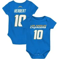 Outerstuff Newborn & Infant Justin Herbert Powder Blue Los Angeles Chargers Mainliner Player Name & Number Bodysuit