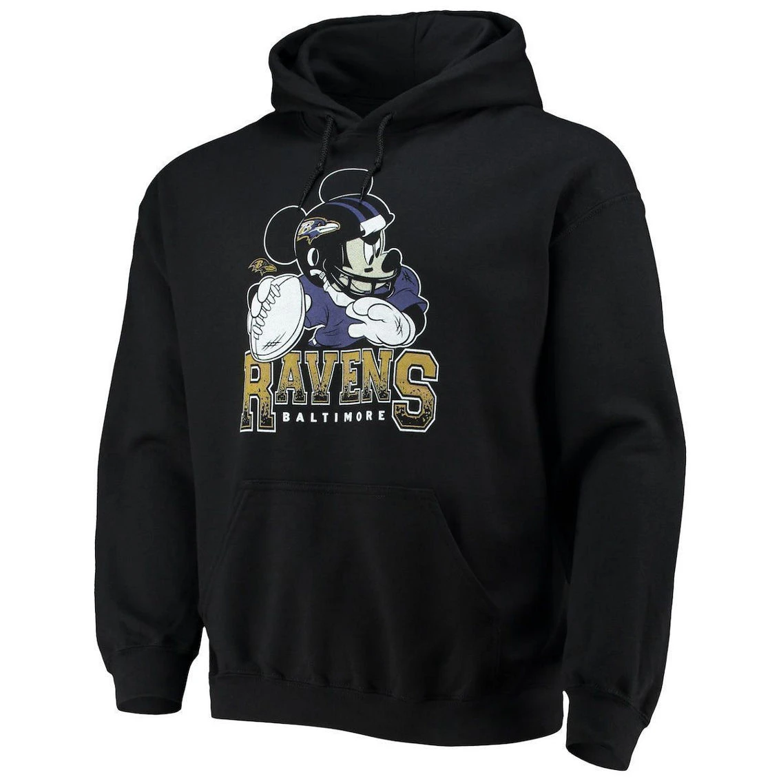 Junk Food Men's Black Baltimore Ravens Disney Mickey Quarterback Pullover Hoodie 5 Junk Food Men's Black Baltimore Ravens Disney Mickey Quarterback Pullover Hoodie - Image 3