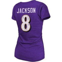 Majestic Threads Women's Threads Lamar Jackson Purple Baltimore Ravens Tri-Blend Name & Number T-Shirt -Mitchell & Ness store DSCO1136775778 2729 ALT3