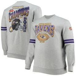 Mitchell & Ness Men's Heathered Gray Baltimore Ravens Big & Tall Allover Print Pullover Sweatshirt