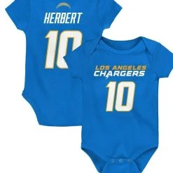 Outerstuff Infant Justin Herbert Powder Blue Los Angeles Chargers Mainliner Player Name & Number Bodysuit