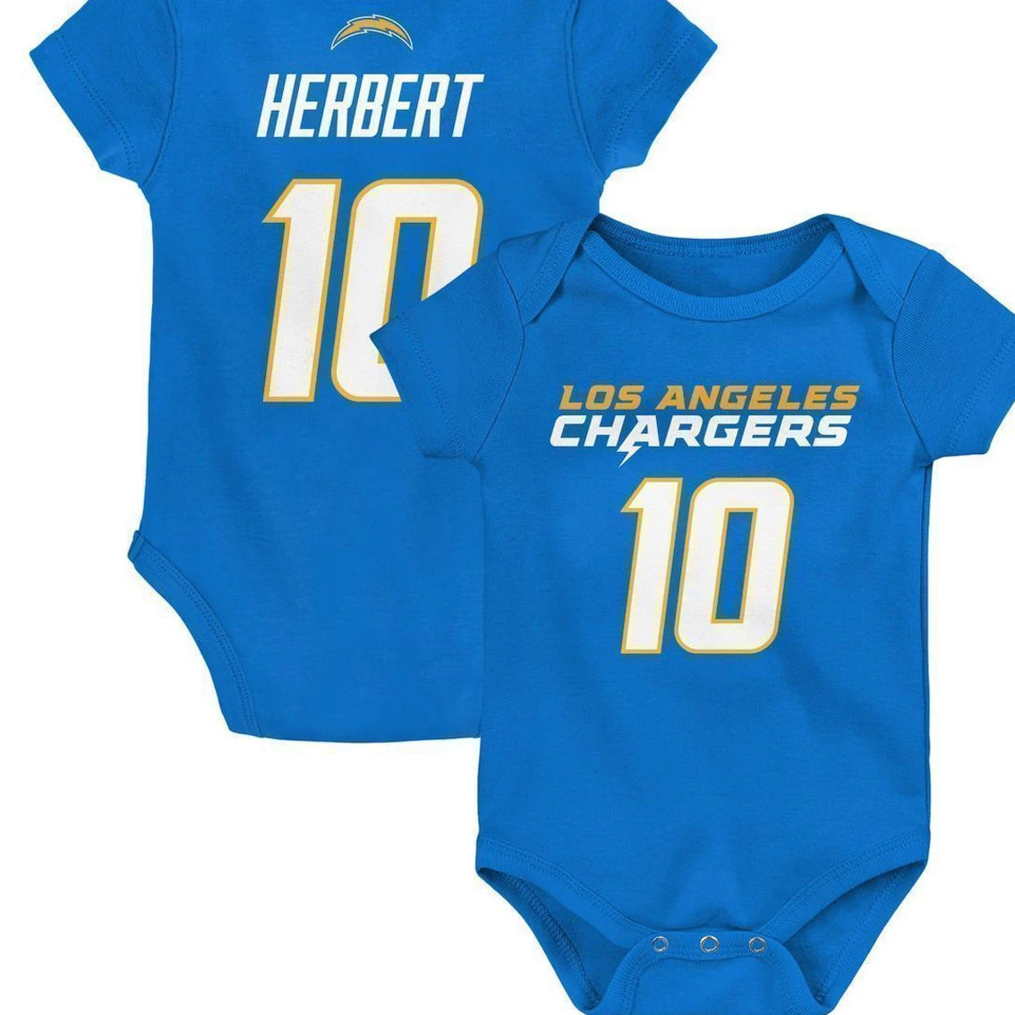 Outerstuff Infant Justin Herbert Powder Blue Los Angeles Chargers Mainliner Player Name & Number Bodysuit 3 Outerstuff Infant Justin Herbert Powder Blue Los Angeles Chargers Mainliner Player Name & Number Bodysuit