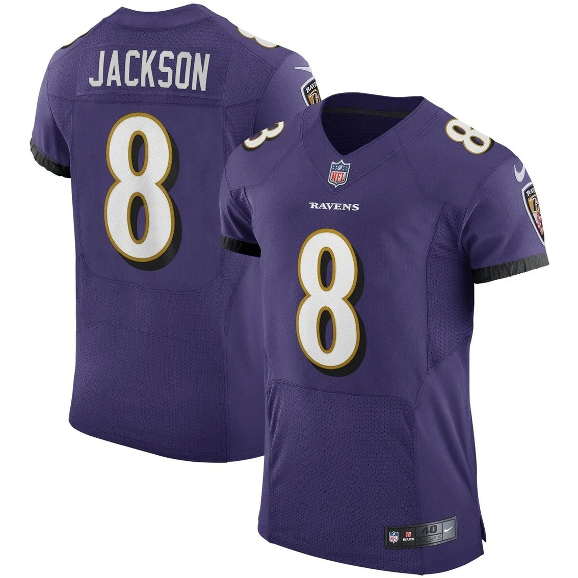 Nike Men's Lamar Jackson Purple Baltimore Ravens Vapor Elite Player Jersey 4 Nike Men's Lamar Jackson Purple Baltimore Ravens Vapor Elite Player Jersey - Image 2