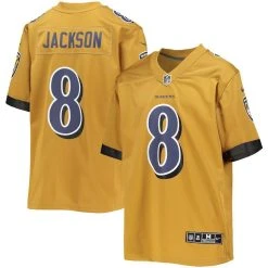 Nike Youth Lamar Jackson Gold Baltimore Ravens Inverted Team Game Jersey