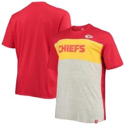Fanatics Branded Men's Red/Heathered Gray Kansas City Chiefs Big & Tall Color Block T-Shirt