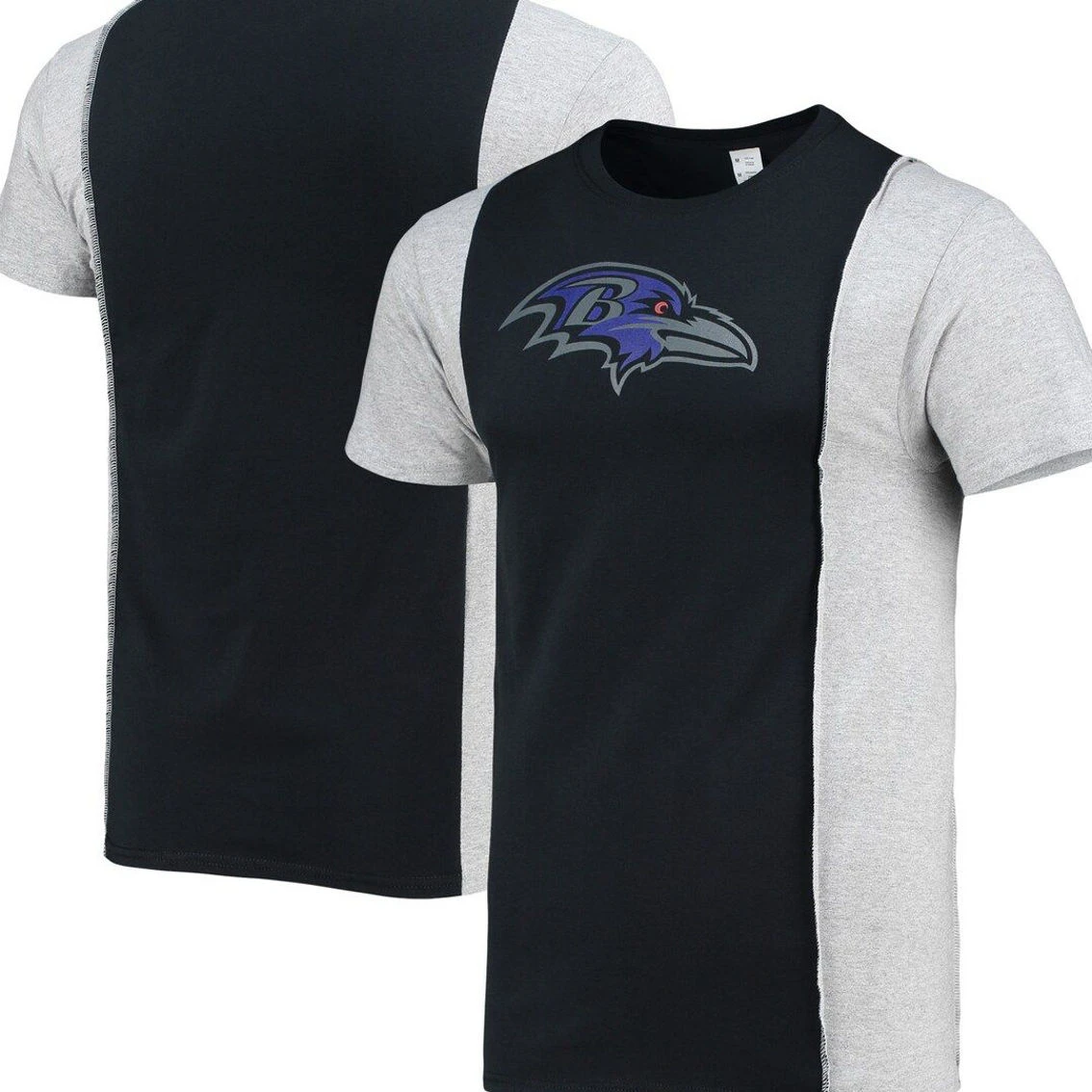 Refried Apparel Men's Black/Heathered Gray Baltimore Ravens Sustainable Split T-Shirt 3 Refried Apparel Men's Black/Heathered Gray Baltimore Ravens Sustainable Split T-Shirt