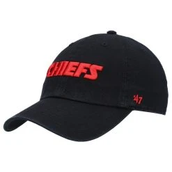 '47 Men's Black Kansas City Chiefs Clean Up Script Adjustable Hat