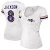 Majestic Threads Women's Fanatics Branded Lamar Jackson White Baltimore Ravens Fashion Player Name & Number V-Neck T-Shirt 2 Majestic Threads Women's Fanatics Branded Lamar Jackson White Baltimore Ravens Fashion Player Name & Number V-Neck T-Shirt -Mitchell & Ness store DSCO1136781164 3550
