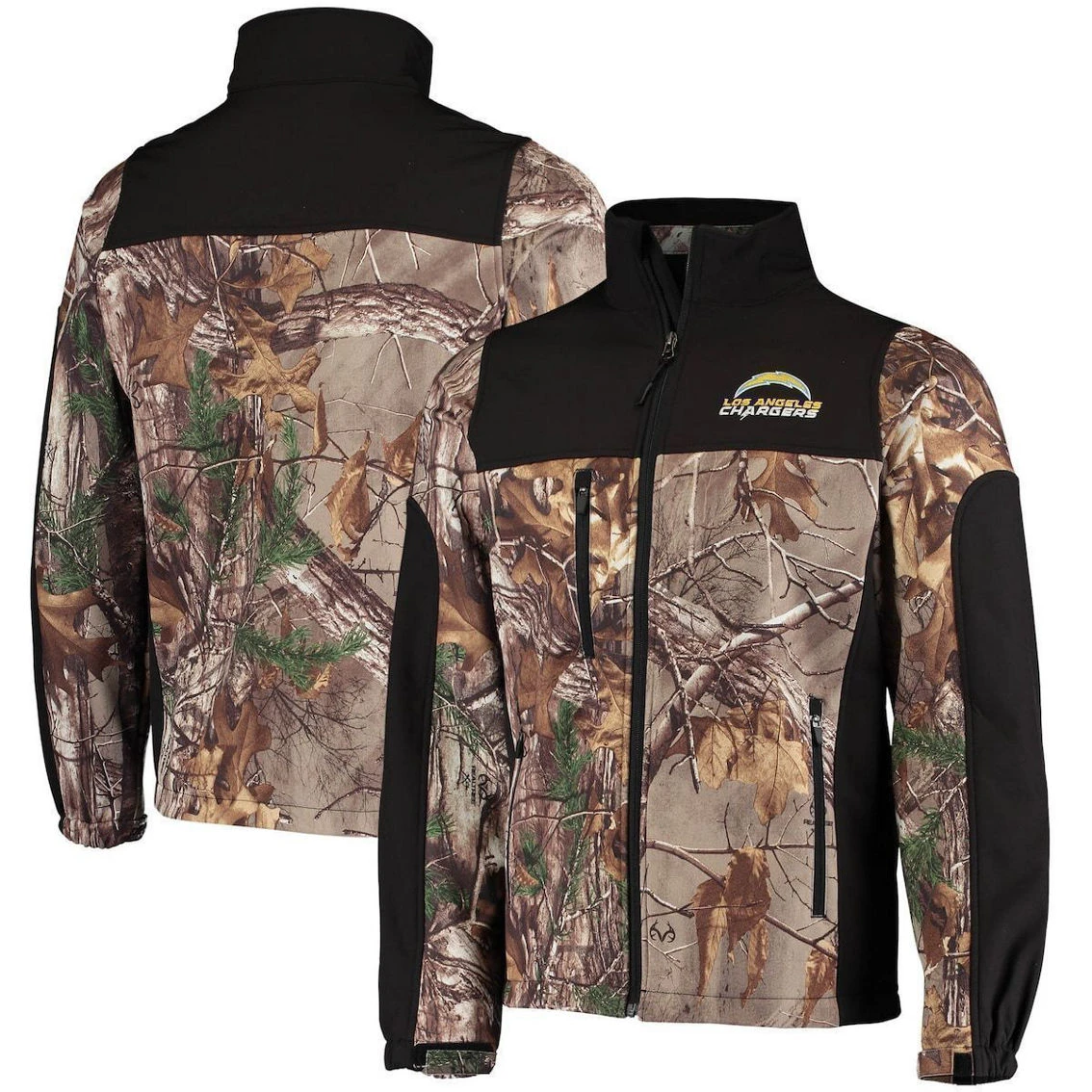 Men's Dunbrooke Realtree Camo/Black Los Angeles Chargers Circle Hunter Softshell Full-Zip Jacket 3 Men's Dunbrooke Realtree Camo/Black Los Angeles Chargers Circle Hunter Softshell Full-Zip Jacket