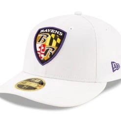 New Era Men's White Baltimore Ravens Shield Omaha Low 59FIFTY Fitted Hat