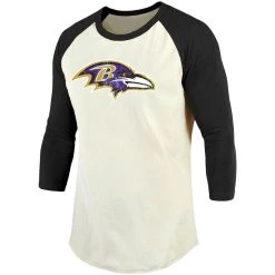 Majestic Threads Men's Fanatics Branded Lamar Jackson Cream/Black Baltimore Ravens Vintage Player Name & Number Raglan 3/4-Sleeve T-Shirt -Mitchell & Ness store DSCO1136784490 6662 ALT2