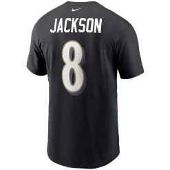 Men's Nike Lamar Jackson Black Baltimore Ravens Name & Number T-Shirt -Mitchell & Ness store DSCO1136784782 1007 ALT3