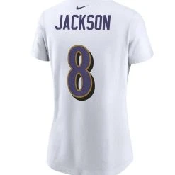 Women's Nike Lamar Jackson White Baltimore Ravens Player Name & Number T-Shirt -Mitchell & Ness store DSCO1136785035 3550 ALT3