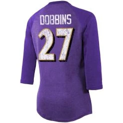 Majestic Threads Women's J.K. Dobbins Purple Baltimore Ravens Team Player Name & Number Tri-Blend Raglan 3/4-Sleeve T-Shirt -Mitchell & Ness store DSCO1136785759 2729 ALT3