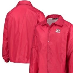 Dunbrooke Men's Red Kansas City Chiefs Coaches Classic Raglan Full-Snap Windbreaker Jacket
